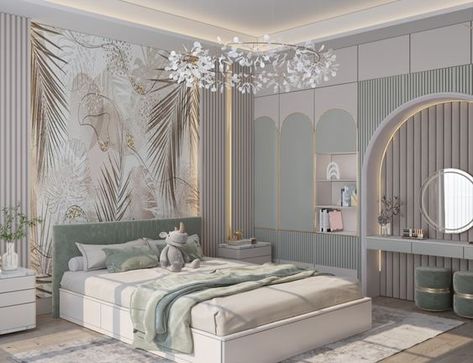 Girl bedroom on Behance Daughter Bedroom Ideas, Elegant Girls Bedroom, Bedroom Architecture, Bedroom Behance, Elegant Bedroom Design, Architecture Work, Bedroom Pop Design, Christmas Decorating Ideas, Kids Interior Room