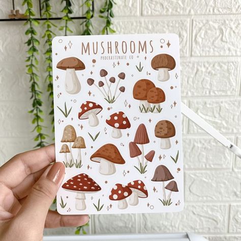 Mushrooms Stickers, Bullet Stickers, Bullet Journal Planner, Sticker Design Inspiration, Diary Decoration, Stickers Design, Stickers Sheet, Pen Pals, Diary Notebook