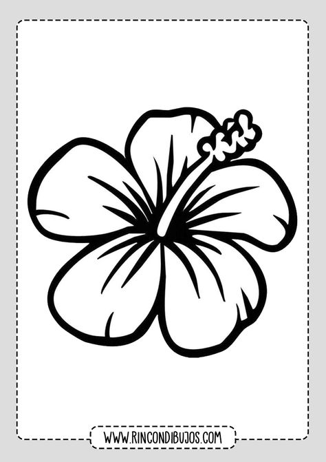 Colorear Dibujos de Flores Bonitas - Rincon Dibujos Hawaiian Flower Drawing, Hibiscus Drawing, Hibiscus Flower Drawing, Sunflower Black And White, Mothers Day Card Template, Easy Flower Drawings, Hawaii Flowers, Sunflower Drawing, Flower Drawings