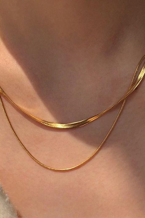 $2.7 Gold Double Layer Clavicle Snake Chain Necklace Wholesale Necklace Snake, Gold Jewellry, Wholesale Necklaces, Snake Chain Necklace, Bohemian Accessories, Stylish Necklace, Layered Chains, Layer Design, Modern Aesthetic