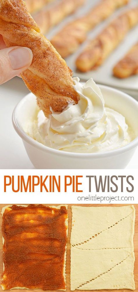 Easy Dessert For Thanksgiving, Fall Dessert Board, Pumpkin Pie Twists, Fall Pumpkin Recipes, Thanksgiving Recipes Dessert, Recipes Dessert Easy, Halloween Dessert Ideas, One Little Project, Kreative Snacks