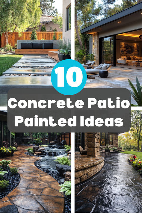 Concrete Patio Painted Can You Paint Concrete, Concrete Painting Ideas Outdoor, Colored Concrete Patio Ideas, How To Paint Concrete Patio, Painted Patio Slabs Outdoor Spaces, Concrete Colors Outdoor, Concrete Patio Paint Ideas, Painted Concrete Patios, Patio Concrete Floor Ideas