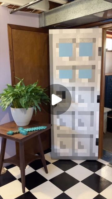 Grace on Instagram: "I repainted the Minecraft iron door in my basement!! Full video on youtube :) I originally painted this 3-4 years ago and think it looks SO much better now
•
•
#minecraft #minecraftart #minecraftpainting #minecraftdoor #minecraftirondoor #minecraftpixelart #minecraftroom #mcyt #doorpainting #acrylicpainting #notgracelive #minecraftreels #artreels #paintingreels #gamingreels" Minecraft Diy Crafts, Minecraft Iron, Door Painting, Minecraft Room, Minecraft Pixel Art, Iron Door, Minecraft Party, Minecraft Art, Youtube I