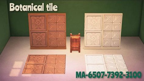 Custom Designs | MA-6507-7392-3100 | Animal Crossing (ACNH) | Nookea Wood Tiles Design, Acnh Custom Design, Stall Signs, Path Design, Island Theme, Brown Floors, Animal Crossing Game, White Concrete, Tropical Design