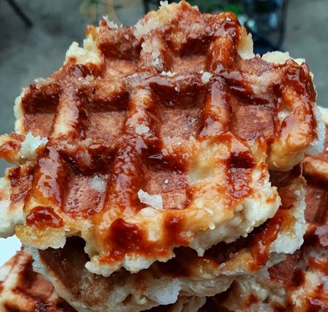 Belgian Waffles - Liege — Persnickety Panhandler Belgian Waffle Cookies, Belgian Food Recipes, Waffles Liege, Leige Waffles, Liege Waffles Recipe, Liege Waffles, Liege Waffle, Belgian Food, Belgium Waffles