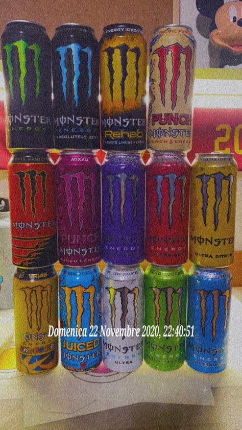 Monster Energy Checklist, Monster Can Collection, Monster Decor, Monster Decorations, Indie Clothes, Monster Crafts, Monster Energy Drink, Love Monster, Mountain Dew