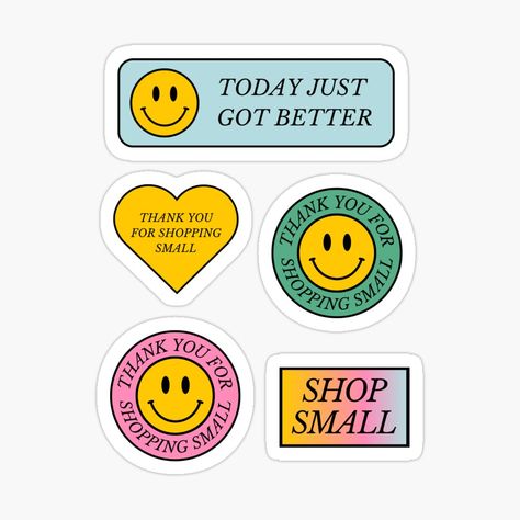 Business Stickers Packaging Ideas, Aesthetic Smiley Face, Quotes Support, Sticker Packaging, Modern Y2k, Stickers Small Business, Retro Quotes, Boutique Business, Mini Stickers