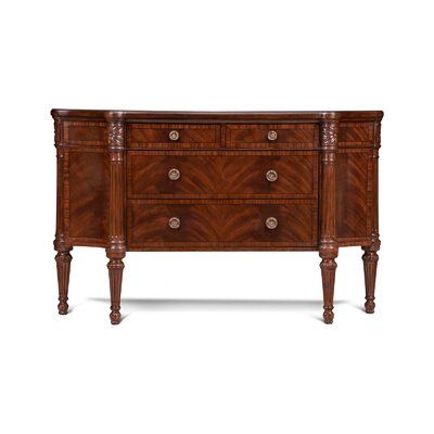 Crotch Mahogany Sideboard with Brass Handles. Aston Court Aston Court Sideboard - Sideboards & Buffets in Mahogany | Size 35" H X 57" W X 19" D | Perigold Mahogany Sideboard, Solid Wood Sideboard, Maitland Smith, Kitchen Sideboard, Wood Sideboard, Sideboard Buffet, Brass Handles, Fine Furniture, Kitchen Dining Room