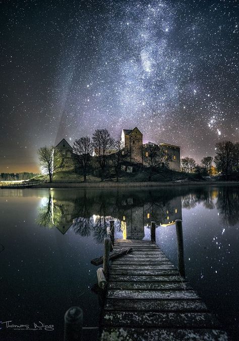 Night at the Kastelholm Castle, Aland Islands (Finland) Built around 1350. Turf House, Åland Islands, Places Around The World, Night Photography, Amazing Photography, Europe Travel, Finland, The Globe, Castle