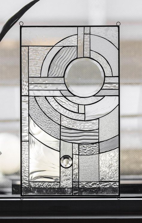 Stained Glass Abstract Panel Contemporary Beveled Tiffany | Etsy Frank Lloyd Wright Stained Glass, Stained Glass Abstract, Motifs Art Nouveau, Diy Stained Glass Window, Stained Glass Quilt, Modern Stained Glass, Motif Art Deco, زجاج ملون, Mosaic Stained