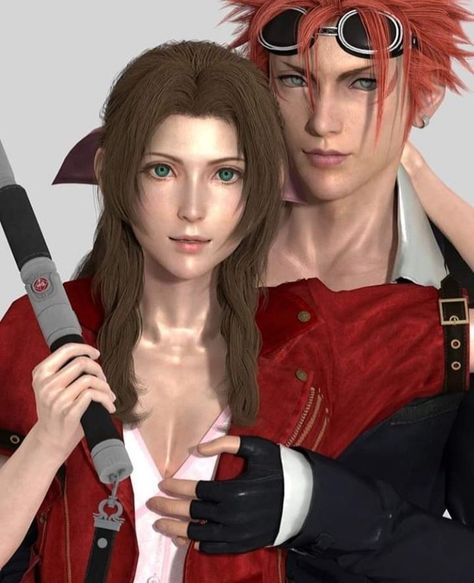 Reno X Aerith, Reno Final Fantasy Vii, Oc Concept Art, Aerith Ff7, Reno Sinclair, Reno Ff7, Final Fantasy Funny, Oc Concept, Aerith Gainsborough