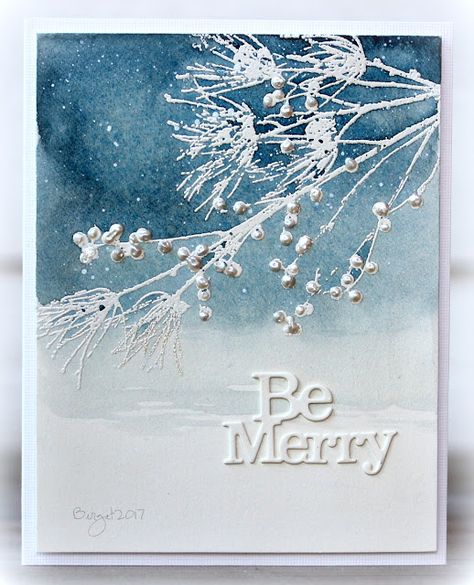 Rapport från ett skrivbord Penny Black Cards, Handmade Christmas Card, Christmas Card Inspiration, Christmas Card Art, Watercolor Christmas Cards, Christmas Card Crafts, Be Merry, Embossed Cards, Diy Christmas Cards