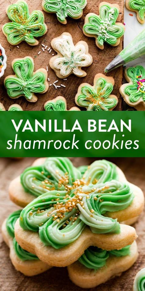 Saint Patrick's Day Baking, St Patrick’s Baking Ideas, Saint Patricks Day Baking Ideas, St Pats Recipes, Shamrock Cookies Easy, St Patrick Recipes Desserts, St Patricks Day Cookie Recipes, St Pat Day Desserts, St Patrick’s Day Cookies Buttercream