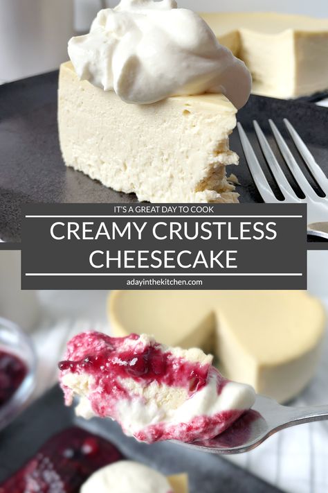 Crustless Vanilla Cheesecake, Cheesecake No Crust Recipes, Gluten Free Cheesecake Desserts, No Crust Cheesecake Recipes Easy, Mini Crustless Cheesecakes, Keto Cheesecake Recipes No Bake Crustless, Grain Free Cheesecake, Clean Cheesecake Recipe, Healthy Crustless Cheesecake