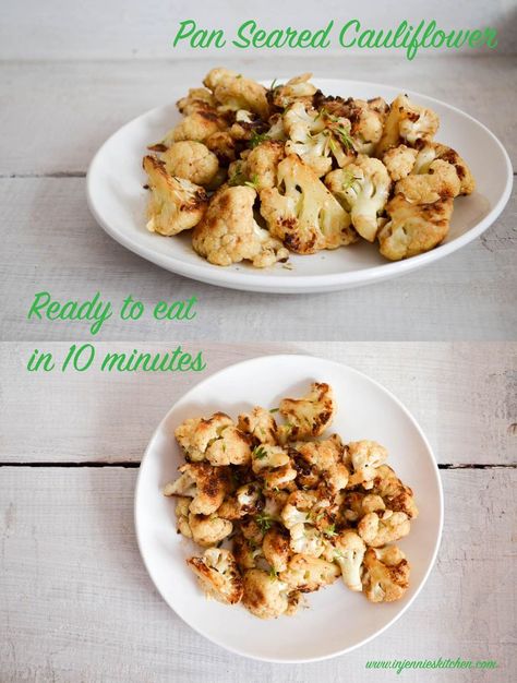 The quickest & easiest veggie side dish for your Thanksgiving dinner, plus you can make it ahead of time, too. Get the recipe for this Pan Seared Cauliflower at In Jennie's Kitchen. Pan Seared Cauliflower, Thanksgiving Veggies, Easy Veggie Side Dish, Veggie Side Dish, Gluten Free Thanksgiving Recipes, Cauliflower Dishes, Best Thanksgiving Recipes, Small Dishes, Easy Veggie