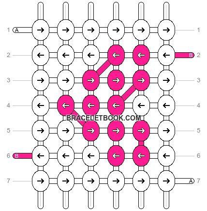 Alpha pattern #48364 | BraceletBook Alpha Patterns Bracelet Heart, Heart Alpha Bracelet Pattern, Alpha Patterns Heart, Simple Alpha Patterns, Heart Bracelet Pattern, Floss Bracelets, String Bracelet Patterns, Braided Bracelet Diy, Friendship Bracelet Patterns Easy