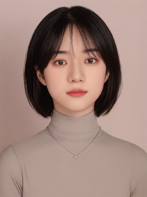 Middle Bangs Short Hair, Formal 2x2 Id Picture, Hair Cut Pic, Bob Panjang, Hairstyles For Beginners, Passport Picture, Txt Magic, Korean Hairstyles, Fesyen Rambut