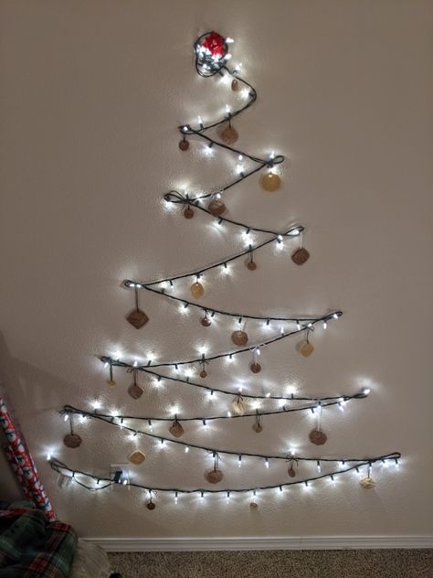 Fairy Lights Christmas Tree On Wall, Christmas Tree Made Of Lights On Wall, String Light Christmas Tree On Wall, Light Christmas Tree On Wall, Christmas Tree On Wall With Lights, Light Tree On Wall, Christmas Light Tree On Wall, Christmas Tree Lights On Wall, Christmas Light Wall