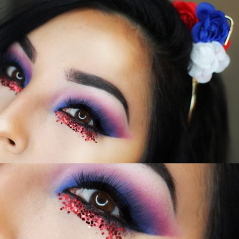 Red, White, & Blue Makeup Insta: @muartistlaurennicole   #america #julymakeup #july #patriotic #makeup #glam #art White Blue Makeup, Patriotic Makeup, Makeup Glam, Blue Makeup, Red White Blue, Septum Ring, White Blue, Halloween Face, Face Makeup