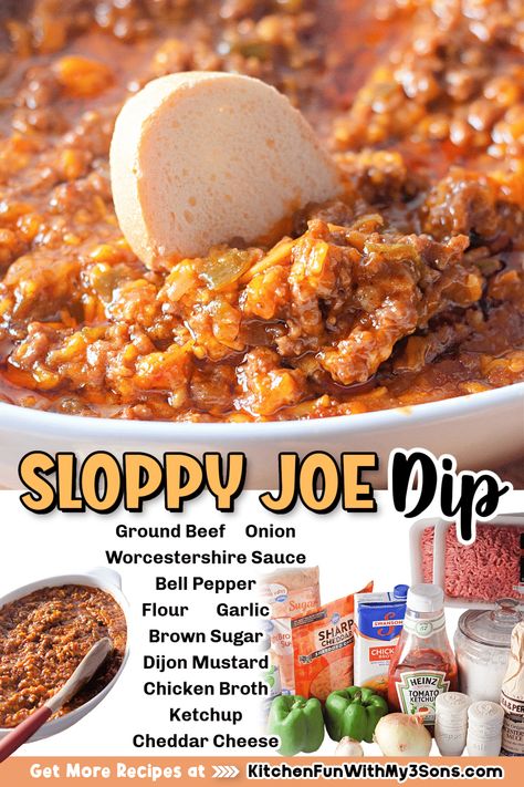 Sloppy Joe Dip Pinterest Sloppy Joe Dip, Sloppy Joes Dip, Cheesy Sloppy Joes, Homemade Sloppy Joes, Corn Casserole Recipe, Homemade Salsa Recipe, Sloppy Joes Recipe, Dip Recipes Easy, Kitchen Fun