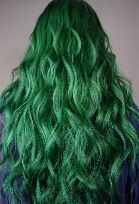 63 Offbeat Green Hair Color Ideas in 2020: Green Hair Dye Kits to Try Iroiro Forest Green Hair, Long Green Hair Aesthetic, Blind Izuku, Matcha Haircolor, Green Hair Aesthetic, Green Hair Long, Green Long Hair, Long Green Hair, Green Hair Color Ideas