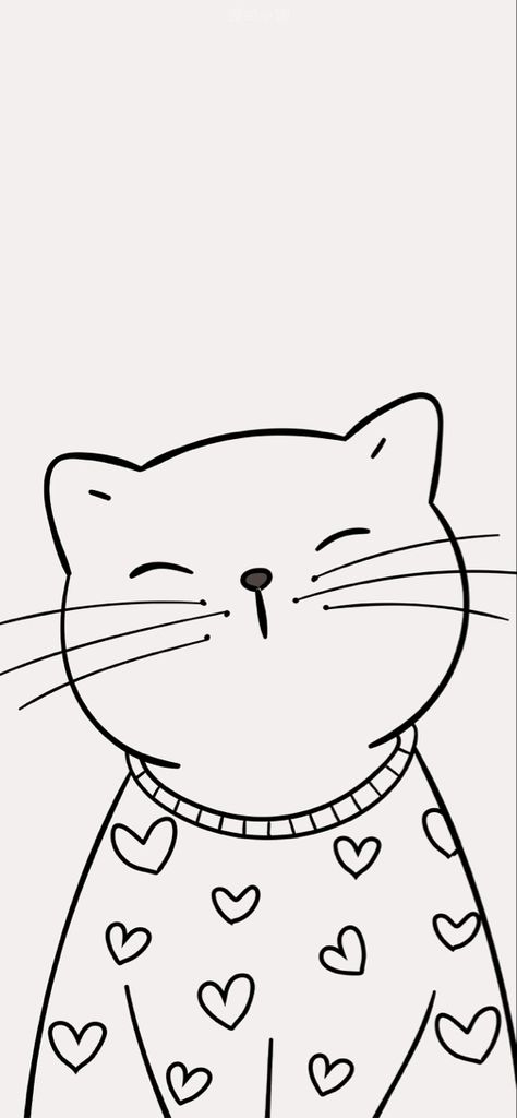 Kawaii Cat Drawing Easy, Cat Doodle Wallpaper, Cat Pattern Wallpaper, Easy Doodles Drawings, Cute Coloring Pages, Coloring Book Art, Cat Wallpaper, Cat Pattern, Doodle Drawings