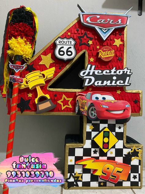 Happy Birthday Motorcycle, Piñata Cars, Car Pinata, Cars Rayo Mcqueen, Princess Jasmine Birthday Party, Cars Birthday Party Decorations, Jasmine Birthday, Disney Cars Birthday, Car Birthday Theme