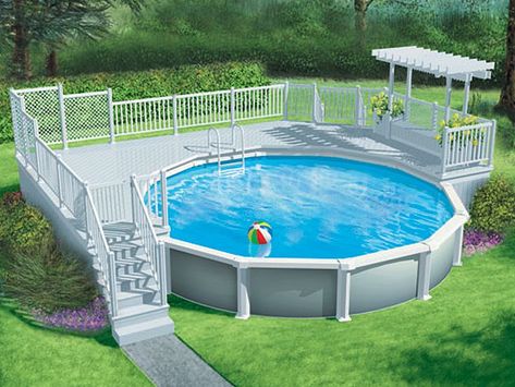 072X-0022: Large Free-Standing Pool Deck Above Ground Pool Fence, Pool Safety Fence, Landscaping Pool, Solar Pool Heater, Pool Deck Plans, Pool Fencing, Best Above Ground Pool, Swimming Pool House, Above Ground Pool Landscaping