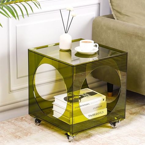 Amazon.com: CLarellara Acrylic Side Table Colorful Bedside Table End Table for Bedroom livingroom Acrylic Coffee Table-AL Green : Home & Kitchen Commode Design Ideas, Nightstand Colorful, Colourful Bedside Table, Acrylic Nightstand, Acrylic Tables, Acrylic Bookshelf, Acrylic Side Table, Table For Bedroom, Acrylic Coffee Table