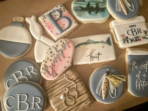 Elizabeth Morris on Instagram: "The catch of a lifetime. #bessiebakes #customcookies #fishing #houston #decoratedcookies #wedding" Fishing Themed Wedding Cookies, Fishing Themed Wedding, Engagement Cookies, Fishing Wedding, The Catch, Fishing Theme, February 9, Wedding Cookies, Icing Cookies