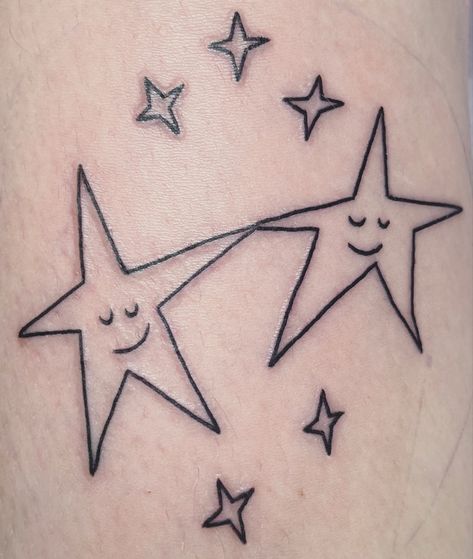 Star Tattoo On Face, Old School Star Tattoo, Star Tattoo Face, Cartoon Star Tattoo, Wonky Tattoo, Small Star Face Tattoo, Tattoo Star Freckles, Abstract Star Tattoo, Star Tattoo Arm