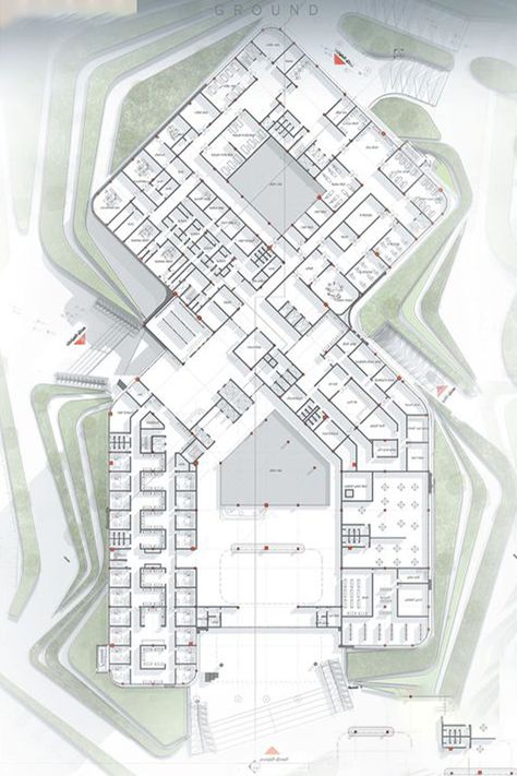 Architecture Photography, Architecture Design, Architecture Portfolio Site Plan Analysis, Minimal Architecture House, 21st Century Classroom Design, Plan Analysis, Rehabilitation Center Architecture, Hospital Floor Plan, School Floor Plan, Hospital Plans, Form Architecture