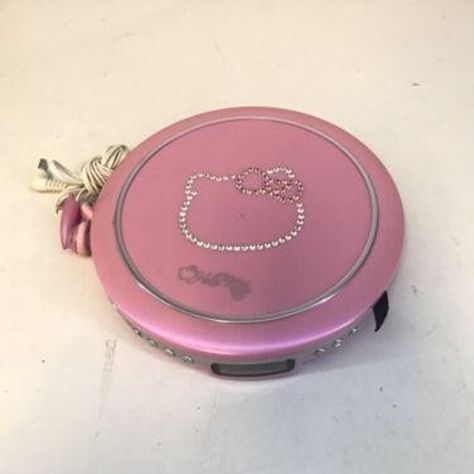 2000s Cd Player, Portable Cd Player Aesthetic, Hello Kitty Radio, Hello Kitty Cd Player, Headphones Y2k, Wuhu Island, Y2k Technology, Pink Cd Player, Y2k Memories