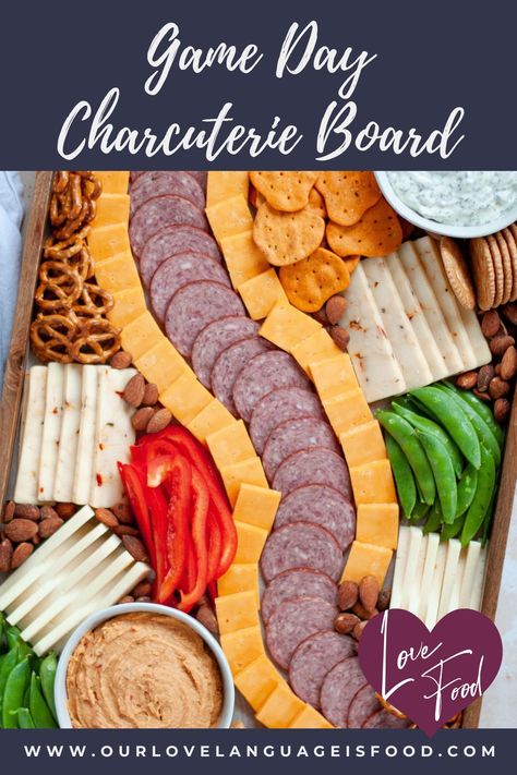 Cheese And Sausage Charcuterie Board, Sausage Charcuterie Board, Game Day Charcuterie Board, Homemade Ranch Dip, Beautiful Cheese Board, Cheese Maker, Football Sunday, Snack Board, Veggie Dip