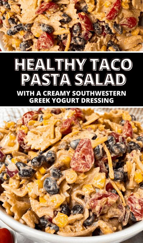 Mexican Salad Dressings, Greek Yogurt Pasta, Protein Pasta Salad, Southwest Pasta Salad, Pasta And Cheese, Onion Pasta, Taco Pasta Salad, High Protein Pasta, Greek Yogurt Dressing