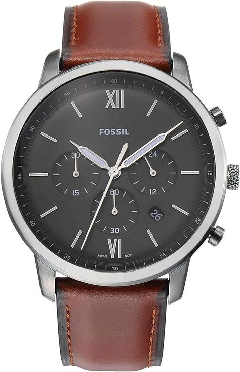 Amazon.com: Fossil Men's Neutra Quartz Stainless Steel and Leather Chronograph Watch, 7 x 5 x 7 inches, Color: Smoke, Brown (Model: FS5512) : Fossil: Clothing, Shoes & Jewelry Fossil Watches For Men, Chronograph Watch Men, Fossil Watches, Wrist Watches, Steel Bracelet, Leather Band, Chronograph Watch, Stainless Steel Bracelet, Chronograph