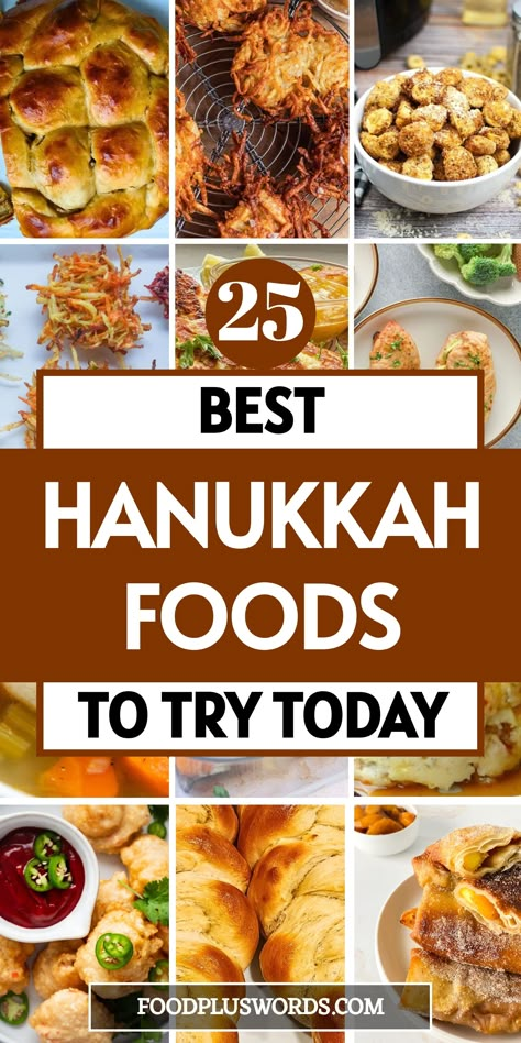 Are you planning a Hanukkah celebration and looking for delicious food ideas? Get ready to impress your family and friends with these amazing Hanukkah recipes! From traditional latkes to savory brisket, these dishes will make your Hanukkah dinner unforgettable. Whether you're hosting a big party or having an intimate gathering, these Hanukkah food ideas are sure to please everyone's taste buds.  | Hanukkah Food Ideas | Hanukkah Party Food | Easy Hanukkah Recipes | Hanukkah Food | Hanukkah Treats For Kids, Hanukkah Brisket Recipes, Hannukah Meal Ideas, Hanukkah Side Dishes, Hanukkah Brunch Ideas, Hannukah Food Ideas, Hanukkah Meal Ideas, Hanukkah Dinner Party, Hanukkah Food Recipes