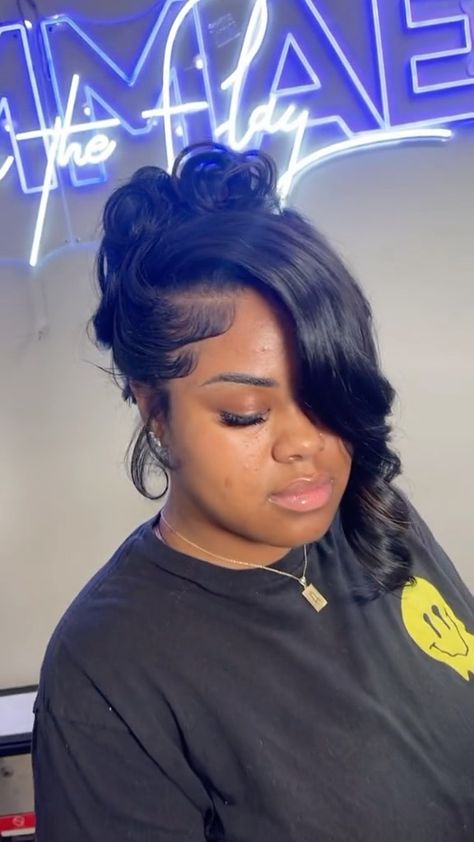 Trendy Quick Weave Hairstyles, 12 Inch Quick Weave Hairstyles, Quick Weave Pin Up Hairstyles, Updo With Curls Black Women, Quickweave Updo Hairstyles, Versatile Quick Weave Updo, Pin Up Quickweave, Soft Updo Hairstyles For Black Women, Updo Quick Weave Hairstyles