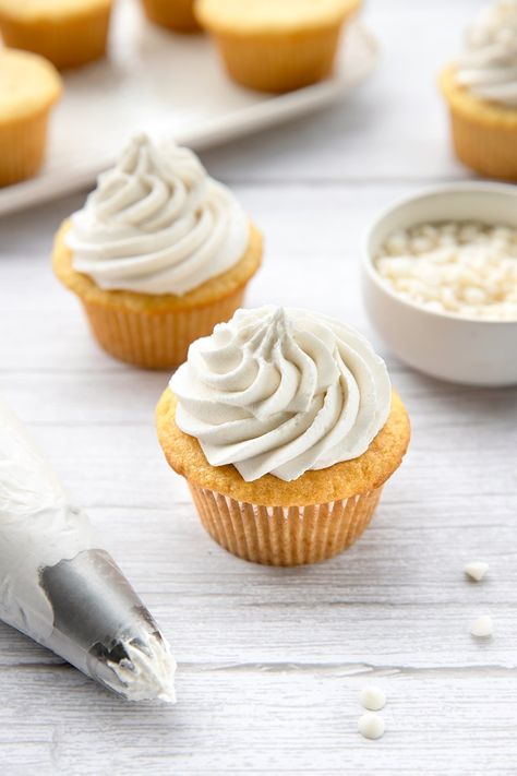 Dairy-Free White Chocolate Frosting Recipe Non Dairy Frosting Recipes, Vanilla Cupcakes Moist, White Chocolate Frosting Recipe, Homemade Vanilla Cupcakes, Dairy Free White Chocolate, Chocolate Frosting Recipe, Go Dairy Free, White Chocolate Frosting, Chocolate Cobbler