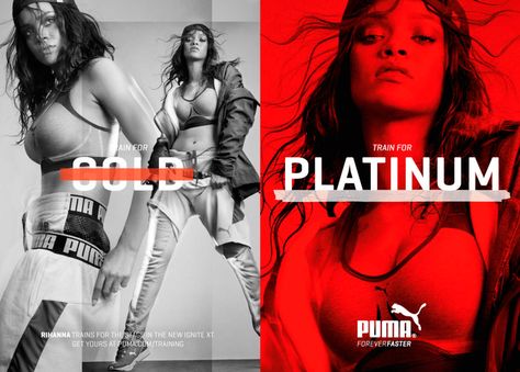 Print Advertising Design, Rihanna Puma, Sport Editorial, Puma Rihanna, Puma Outfit, Elle Us, Study Photography, Vogue Us, Learning Graphic Design