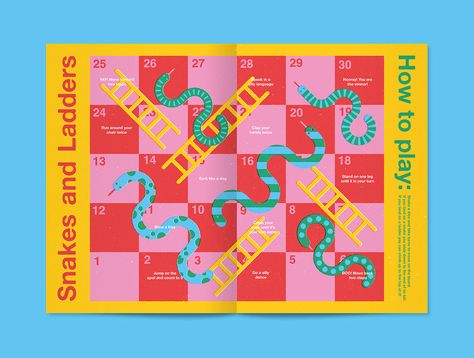 DOT magazine Vol.2 - The Colours Issue on Behance Zero 2, Snakes And Ladders, Board Game Design, Game Illustration, Learning Graphic Design, Magazines For Kids, Newsletter Design, Book Design Layout, Creative Packaging