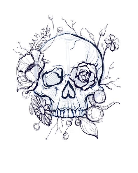 skull on Behance #drawing #skull #drawing Pencil Art Drawings Skull, Scull Drawing Reference, Easy To Draw Skull, Cool Skull Drawings Easy, Female Skull Drawing, Mexican Skull Drawing, Skull Sketch Simple, Skull Art Simple, Skull Face Drawing