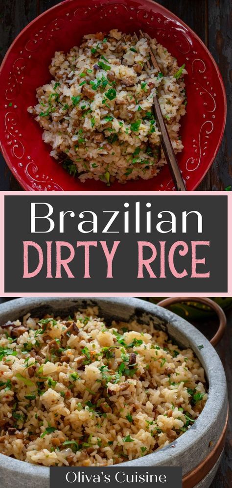 Leftover Chorizo Recipes, Argentinian Rice Recipes, Latino Rice Recipes, Latin Rice Recipes, Brazilian Soup Recipes, Brazilian Food Recipes Easy, Brazilian Sausage Recipes, Brazilian Dirty Rice, Brazilian Chicken And Rice