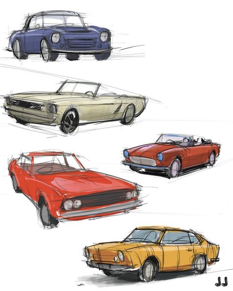 Digital Car Drawing, Vehicle Drawing Reference, Vehicle Reference Photo, Car Comic Art, Old Car Illustration, Driving Drawing References, Car Reference Photo, Old Car Sketch, Car Drawing Reference