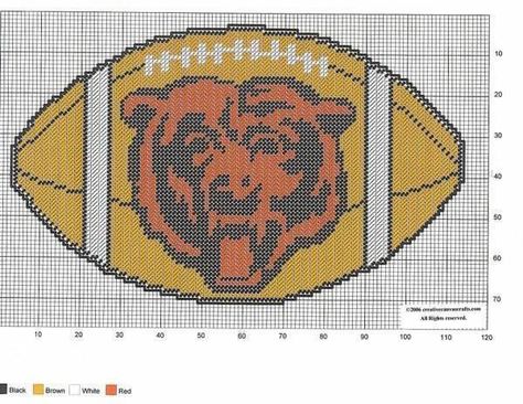 bears football Perler Football, Football Pixel Art, Bear Cross Stitch Pattern, Bear Cross Stitch, Sports Ornaments, Football Quilt, Football Canvas, Football Crafts, Chicago Bears Football