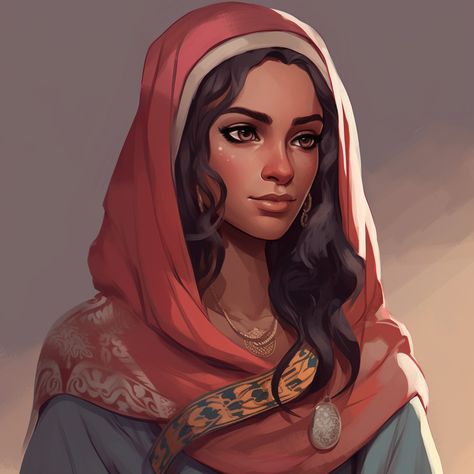 Romani Character Design, Arabic Characters, Unique Faces, Face Characters, Female Character, Fantasy Illustration, Fantasy Character Design, Art Classes, Pretty Pictures