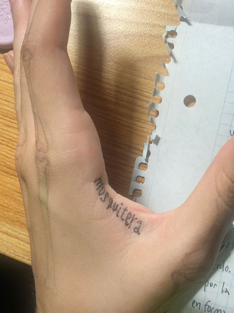 my safe word is “mosquitera” so I script that I have it tattooed in the crease of the thumb :D Word Tattoo, Word Tattoos, Fish Tattoos, Jesus Fish Tattoo, Tattoos