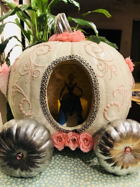 Cinderella Painted Pumpkin, Pumpkin Carriage Cinderella, Cinderella Carriage Pumpkin, Pumpkin Cinderella, Cinderella’s Carriage Pumpkin, Cinderella Pumpkin Carriage, Creative Pumpkin Decorating, Cinderella Pumpkin, Cinderella Carriage