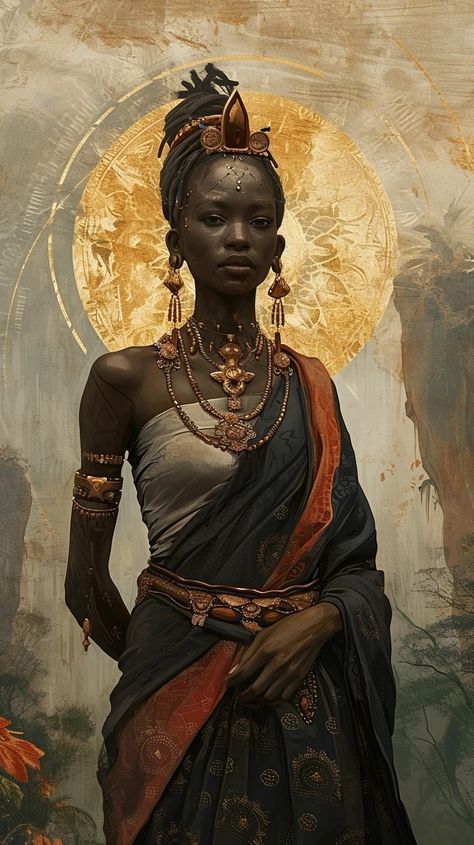 African Goddess, Afrique Art, African Art Paintings, Afrocentric Art, Black Art Painting, Female Art Painting, Comic Drawing, Africa Art, Goddess Art