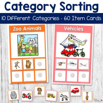 Make sorting into categories fun with these category sorting mats! This category sorting activity is used to target categorization skills both receptively and expressively. There are 10 different category mats and 60 different item cards.Category mats and category cards can be printed and laminated. Place hook and loop dots on the back of each category card and within the boxes on the category mats. Students can easily place these cards onto the mats when sorting. You can store the cards on each Speech Classroom Decor, Categories Speech Therapy, Sped Resources, Special Needs Teacher, Sorting Mats, Life Skills Classroom, File Folder Activities, Visual Supports, Preschool Centers